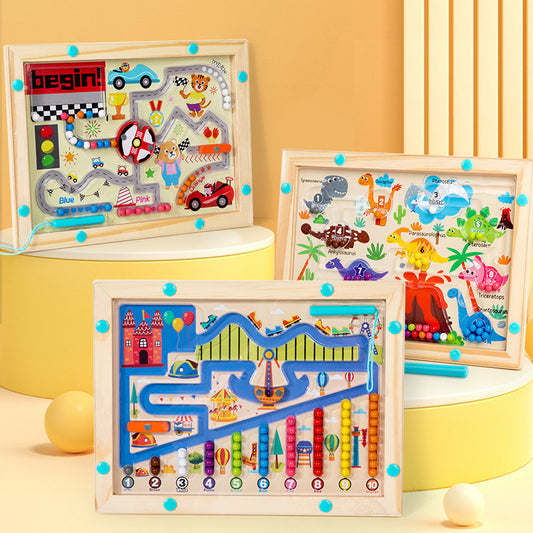 Magnetic Color and Number Maze, Montessori Toys for 3+ Year Old, Wooden Puzzle Activity Board, Learning Educational Counting Matching Toys for Toddlers and Kids Boys Girls Preschoolers 3 4 5 Years Old