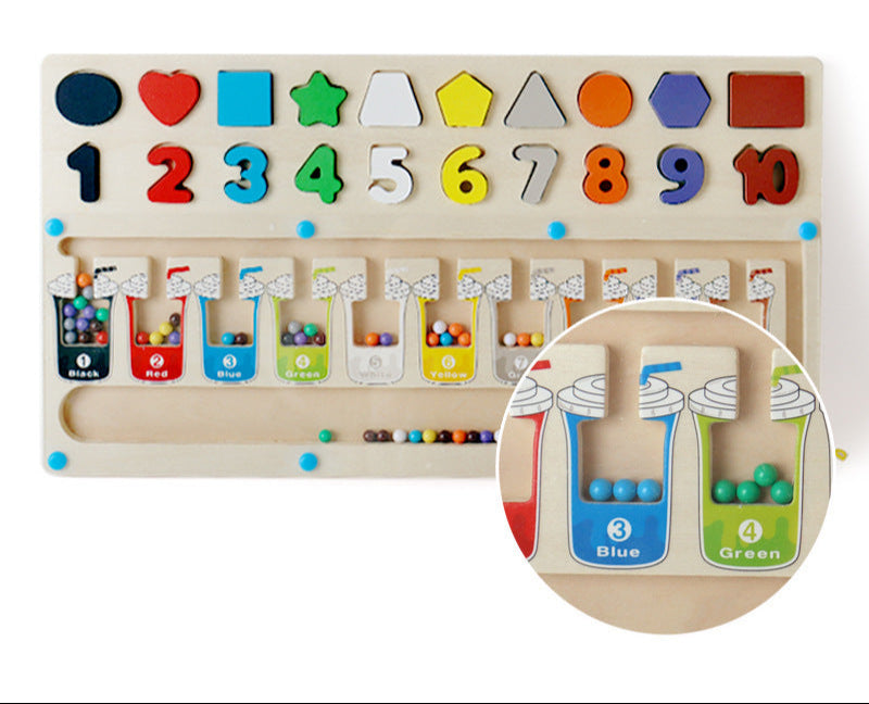 Magnetic Color and Number Maze, Montessori Toys for 3+ Year Old, Wooden Puzzle Activity Board, Learning Educational Counting Matching Toys for Toddlers and Kids Boys Girls Preschoolers 3 4 5 Years Old
