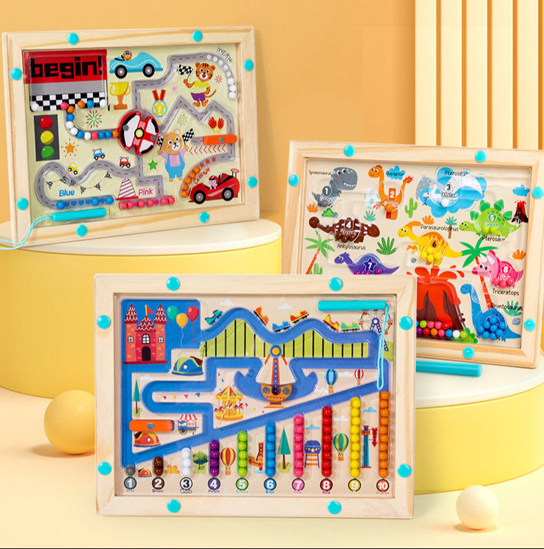 Magnetic Color and Number Maze, Montessori Toys for 3+ Year Old, Wooden Puzzle Activity Board, Learning Educational Counting Matching Toys for Toddlers and Kids Boys Girls Preschoolers 3 4 5 Years Old