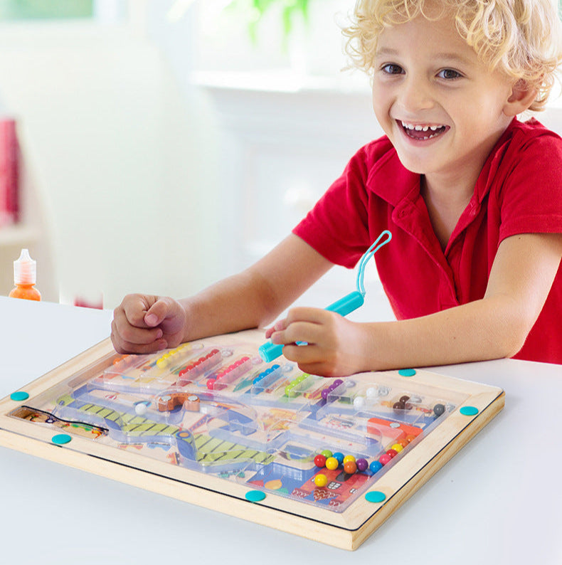 Magnetic Color and Number Maze, Montessori Toys for 3+ Year Old, Wooden Puzzle Activity Board, Learning Educational Counting Matching Toys for Toddlers and Kids Boys Girls Preschoolers 3 4 5 Years Old