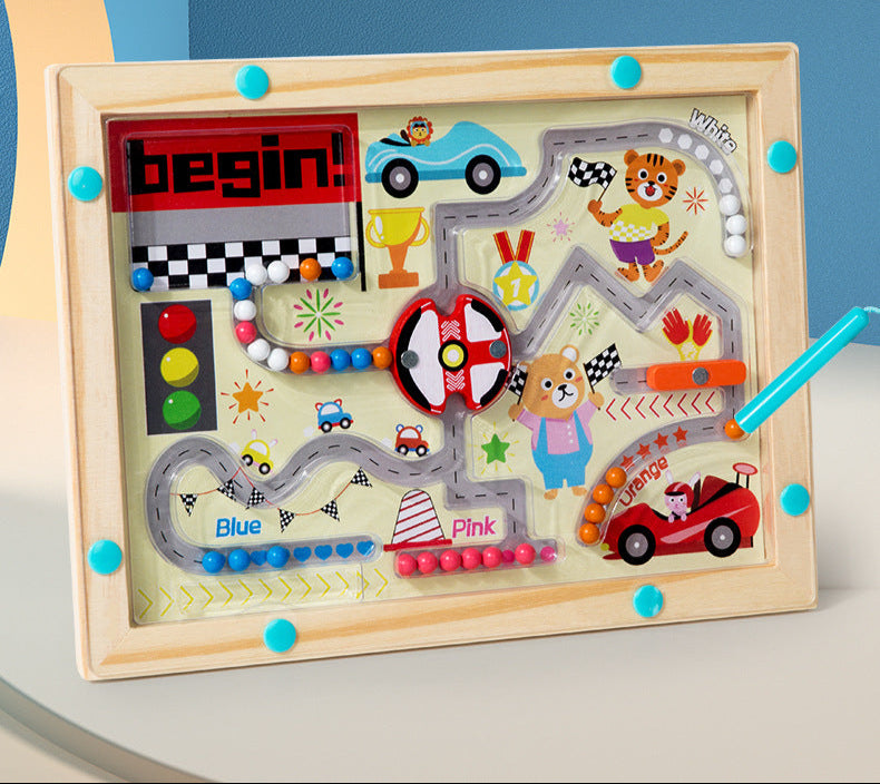 Magnetic Color and Number Maze, Montessori Toys for 3+ Year Old, Wooden Puzzle Activity Board, Learning Educational Counting Matching Toys for Toddlers and Kids Boys Girls Preschoolers 3 4 5 Years Old
