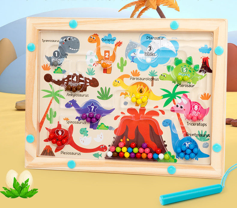 Magnetic Color and Number Maze, Montessori Toys for 3+ Year Old, Wooden Puzzle Activity Board, Learning Educational Counting Matching Toys for Toddlers and Kids Boys Girls Preschoolers 3 4 5 Years Old