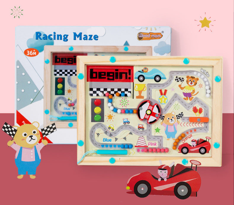 Magnetic Color and Number Maze, Montessori Toys for 3+ Year Old, Wooden Puzzle Activity Board, Learning Educational Counting Matching Toys for Toddlers and Kids Boys Girls Preschoolers 3 4 5 Years Old