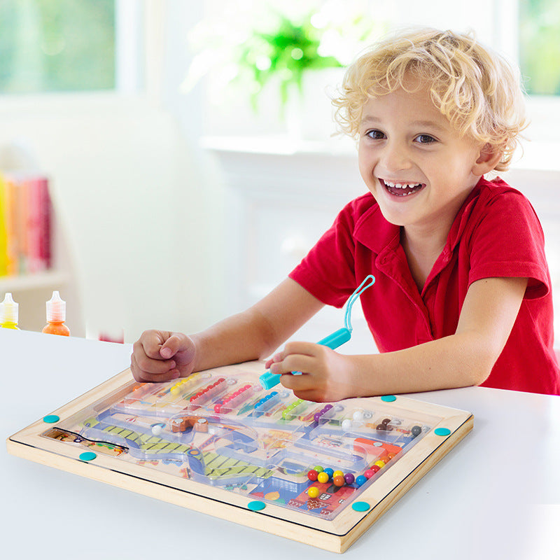 Magnetic Color and Number Maze, Montessori Toys for 3+ Year Old, Wooden Puzzle Activity Board, Learning Educational Counting Matching Toys for Toddlers and Kids Boys Girls Preschoolers 3 4 5 Years Old
