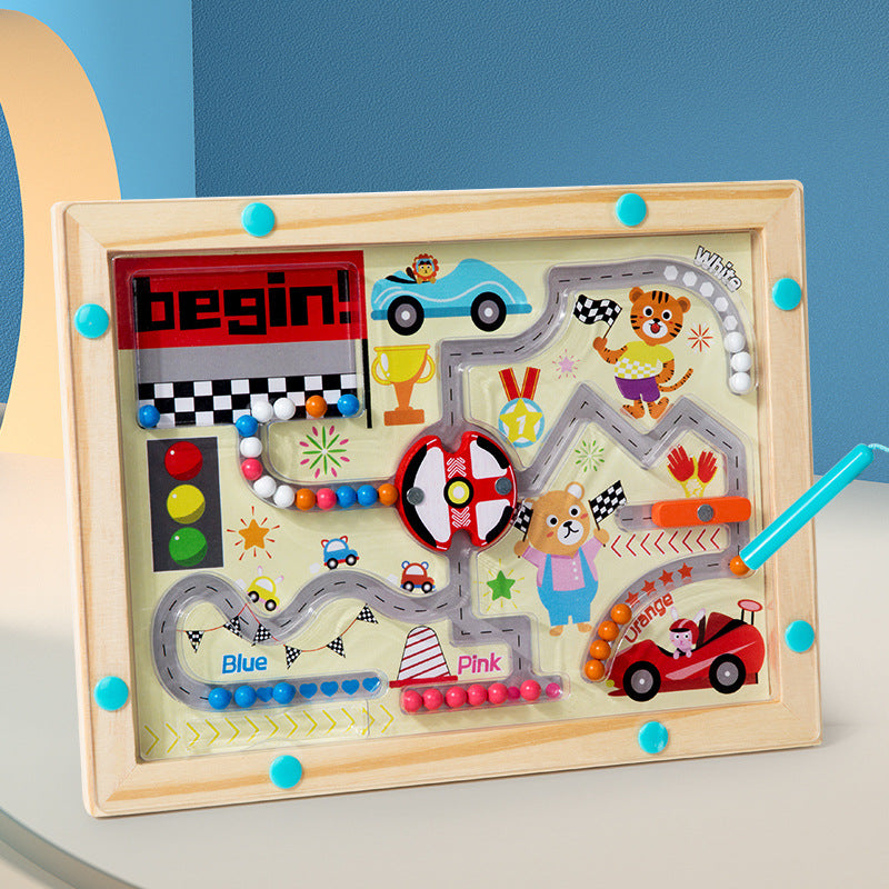 Magnetic Color and Number Maze, Montessori Toys for 3+ Year Old, Wooden Puzzle Activity Board, Learning Educational Counting Matching Toys for Toddlers and Kids Boys Girls Preschoolers 3 4 5 Years Old