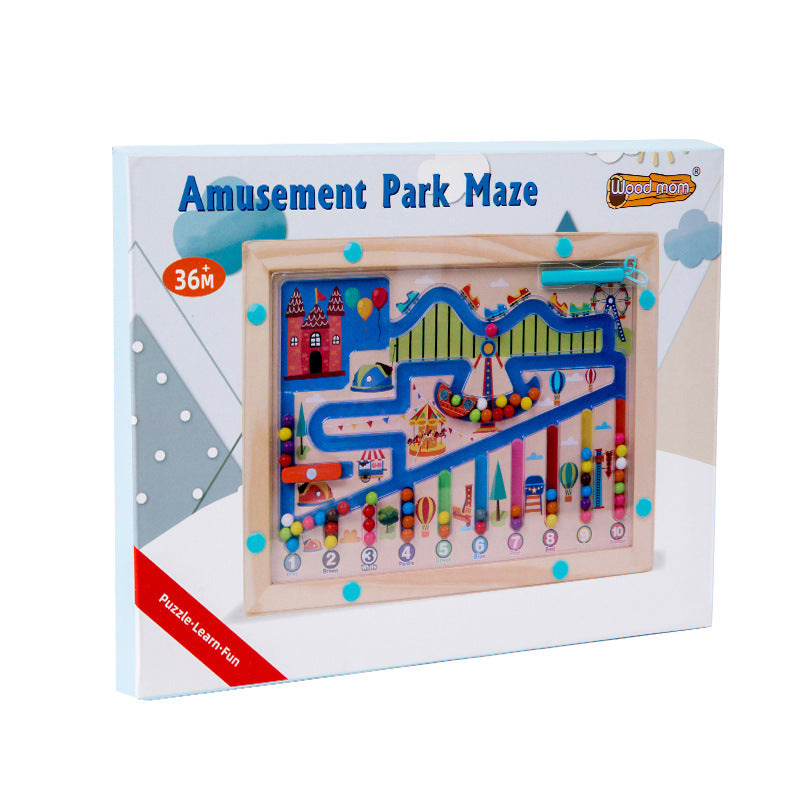 Magnetic Color and Number Maze, Montessori Toys for 3+ Year Old, Wooden Puzzle Activity Board, Learning Educational Counting Matching Toys for Toddlers and Kids Boys Girls Preschoolers 3 4 5 Years Old