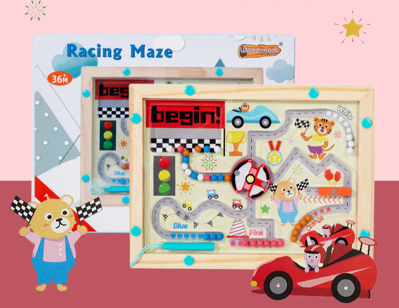 Magnetic Color and Number Maze, Montessori Toys for 3+ Year Old, Wooden Puzzle Activity Board, Learning Educational Counting Matching Toys for Toddlers and Kids Boys Girls Preschoolers 3 4 5 Years Old