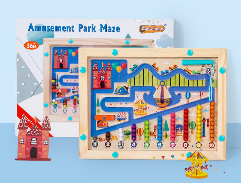 Magnetic Color and Number Maze, Montessori Toys for 3+ Year Old, Wooden Puzzle Activity Board, Learning Educational Counting Matching Toys for Toddlers and Kids Boys Girls Preschoolers 3 4 5 Years Old