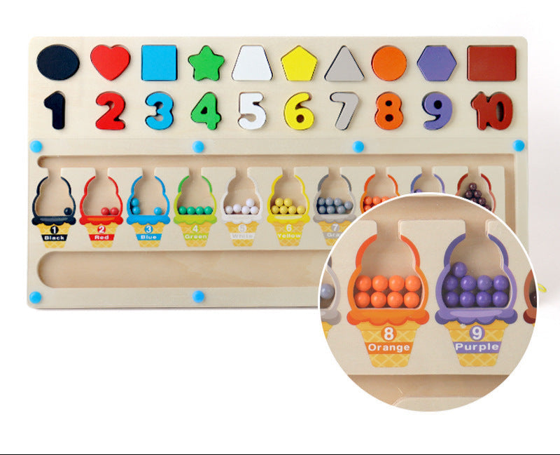 Magnetic Color and Number Maze, Montessori Toys for 3+ Year Old, Wooden Puzzle Activity Board, Learning Educational Counting Matching Toys for Toddlers and Kids Boys Girls Preschoolers 3 4 5 Years Old