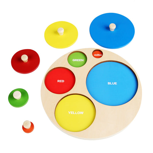 Montessori Toy Wooden Shape Peg Puzzle, Fine Motor Color Matching Sorting Board, Early Learning Educational Activity Toy Gift for Preschool Toddler Baby