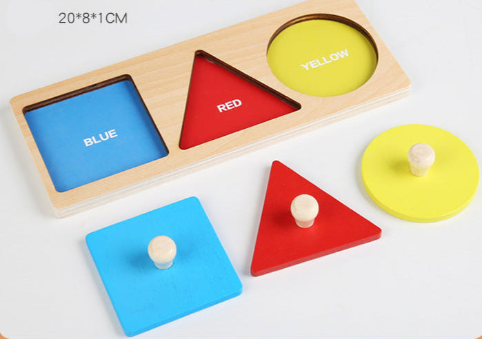 Montessori Toy Wooden Shape Peg Puzzle, Fine Motor Color Matching Sorting Board, Early Learning Educational Activity Toy Gift for Preschool Toddler Baby