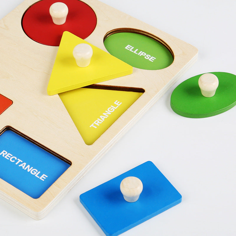 Montessori Toy Wooden Shape Peg Puzzle, Fine Motor Color Matching Sorting Board, Early Learning Educational Activity Toy Gift for Preschool Toddler Baby