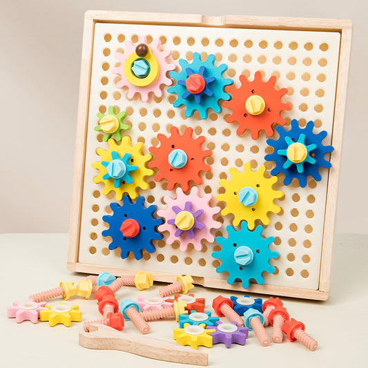 Montessori Toys Children's Wooden Color Recognition Matching Nuts Gears Mushroom Nails Assembly Educational Toys