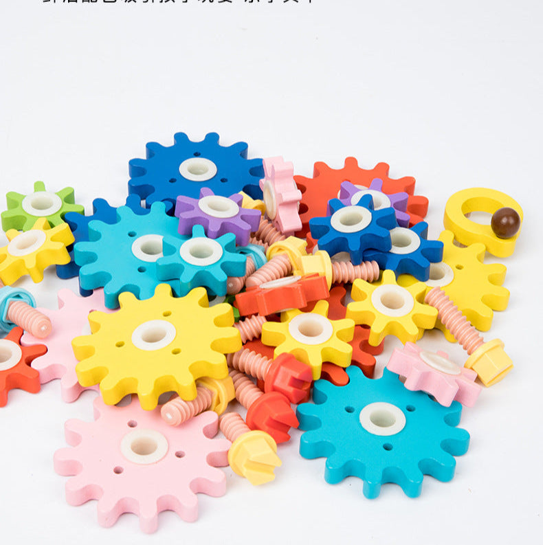 Montessori Toys Children's Wooden Color Recognition Matching Nuts Gears Mushroom Nails Assembly Educational Toys