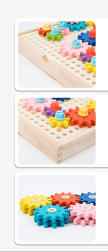 Montessori Toys Children's Wooden Color Recognition Matching Nuts Gears Mushroom Nails Assembly Educational Toys