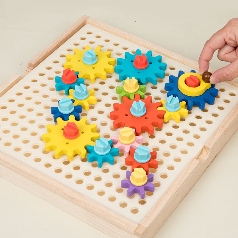 Montessori Toys Children's Wooden Color Recognition Matching Nuts Gears Mushroom Nails Assembly Educational Toys