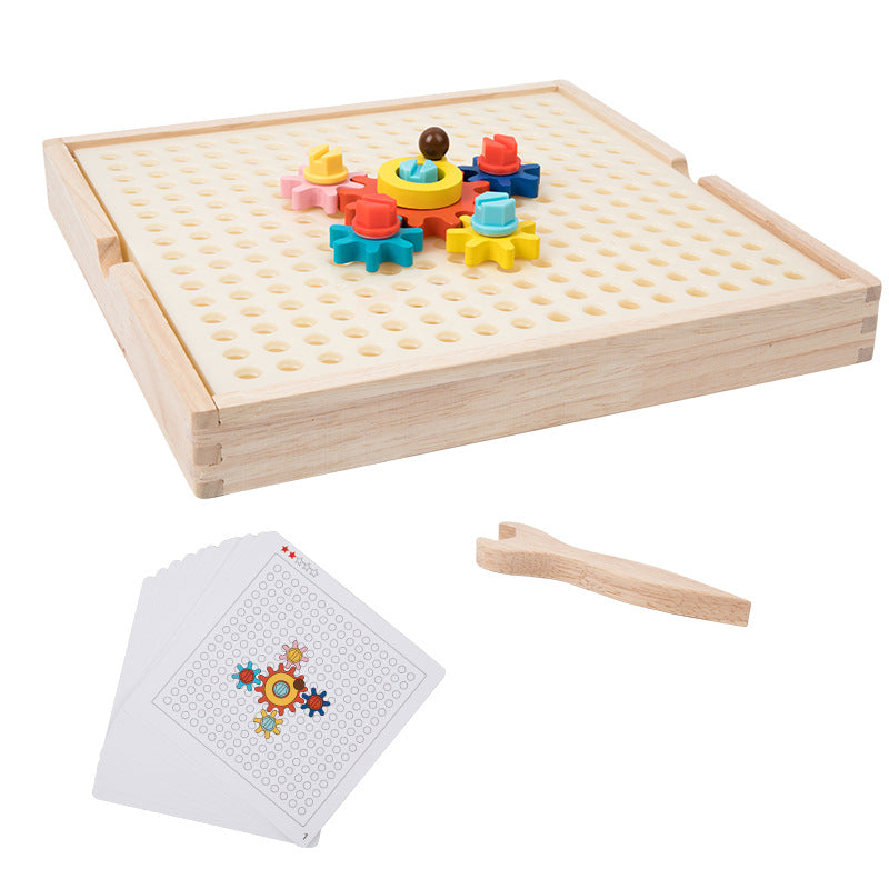 Montessori Toys Children's Wooden Color Recognition Matching Nuts Gears Mushroom Nails Assembly Educational Toys