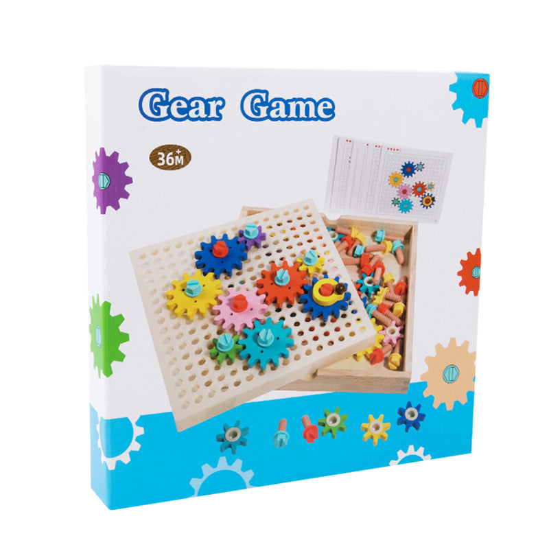 Montessori Toys Children's Wooden Color Recognition Matching Nuts Gears Mushroom Nails Assembly Educational Toys