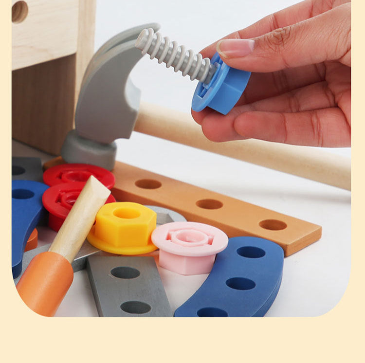 Montessori Toys ool Bench for Kids Toy Play Workbench Wooden Tool Bench Workshop Workbench with Tools Set Wooden Construction Bench Toy for 3 4 5 Year Old Boys Girls