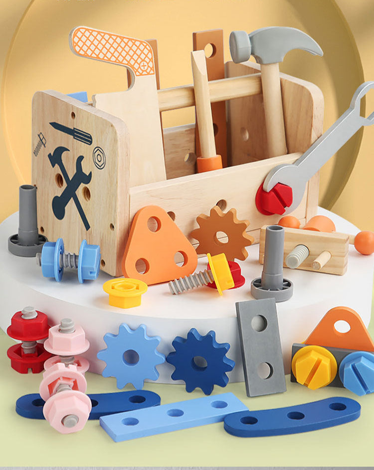 Montessori Toys ool Bench for Kids Toy Play Workbench Wooden Tool Bench Workshop Workbench with Tools Set Wooden Construction Bench Toy for 3 4 5 Year Old Boys Girls