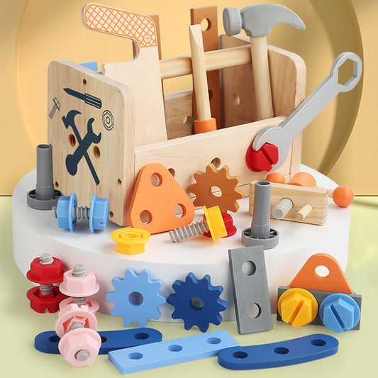 Montessori Toys ool Bench for Kids Toy Play Workbench Wooden Tool Bench Workshop Workbench with Tools Set Wooden Construction Bench Toy for 3 4 5 Year Old Boys Girls