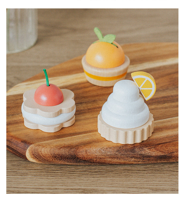 Wooden Tea Party Set for Little Girls, Tea Set Toddler Girl Toys, Pretend Play Tea Sets for Toddlers 3-5, Wooden Toys with Cupcake Stand & Play Kitchen Accessories for 3 4 5 6 Years Old Gifts